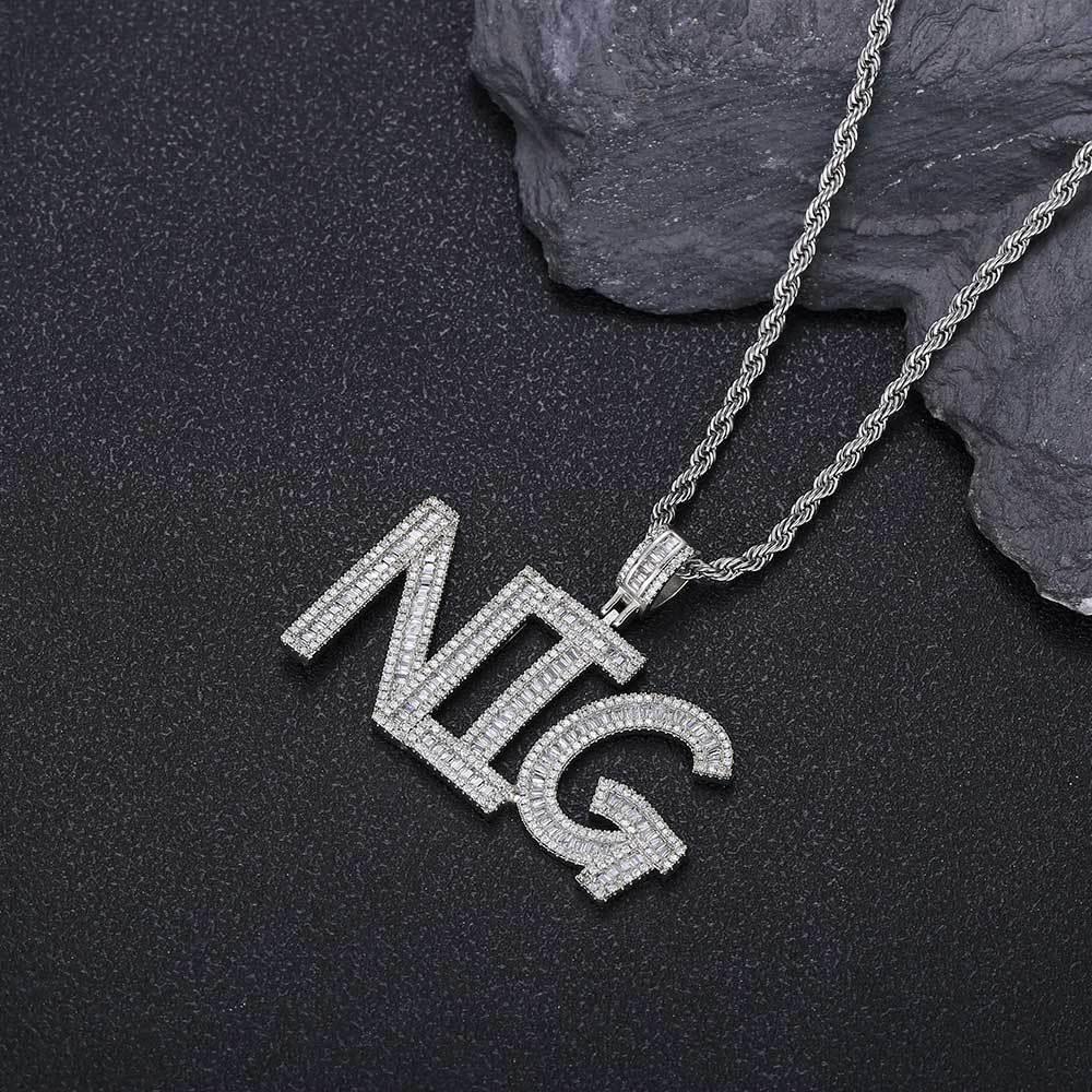 Custom Square Letter Pendant Necklace with Zircon Stones for Men | Caratix Jewelry - CaratixJewelry